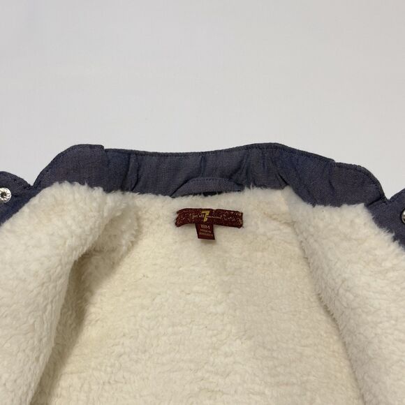 7 For All Mankind Bomber Jacket With Sherpa Lining 18 Months Snap Buttons Blue - Picture 6 of 13